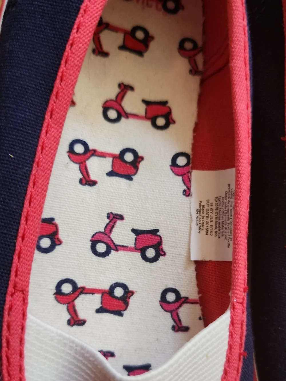 NWT Gymboree Ciao Puppy Navy Blue & Pink Bow Canvas Slip On Sneakers Size 13